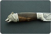 Нож Пума (литье головы волка) кап березовый, 100х13м, дюраль : фото 5