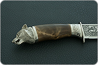 Нож Пума-1 (литье головы волка) кап березовый, 100х13м, дюраль : фото 5