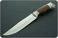 Нож Турист (литье головы медведя) орех, 100х13м, литье медведь : фото 2