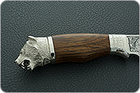 Нож Лось (литье головы медведя) орех, 100х13м, литье медведь : фото 5