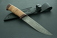 Нож Бекас  береста, нержавеющий дамаск, текстолит : фото 9