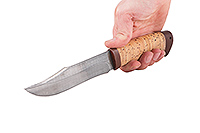 Нож Волк береста, нержавеющий дамаск, текстолит : фото 5