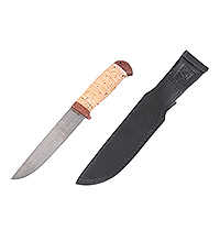 Нож Лиса береста, нержавеющий дамаск, текстолит : фото 2