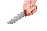 Нож Лиса береста, нержавеющий дамаск, текстолит : фото 5