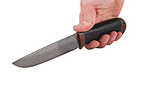 Нож Лиса наборная кожа, нержавеющий дамаск, текстолит : фото 5