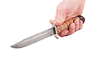 Нож Разведчика береста, нержавеющий дамаск, текстолит : фото 5