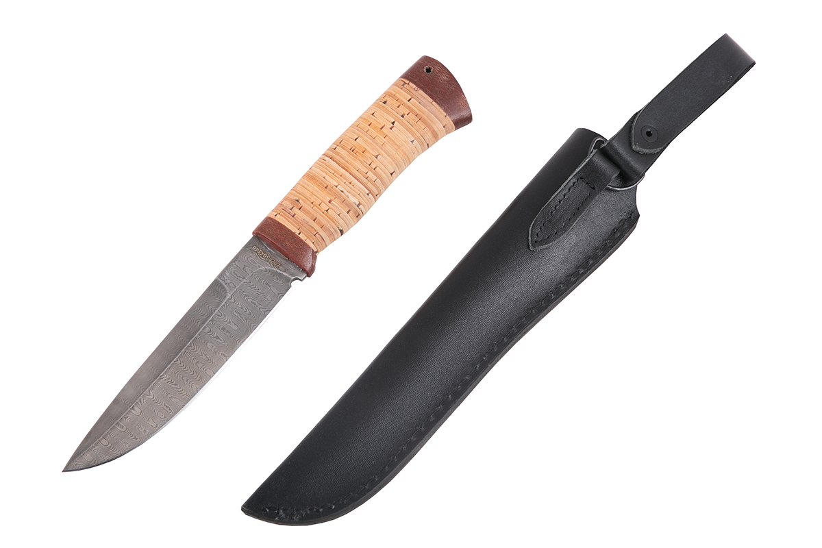 Нож Таежный береста, нержавеющий дамаск, текстолит : фото 2