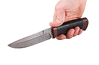 Нож Таежный наборная кожа, нержавеющий дамаск, текстолит : фото 5