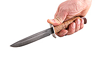 Нож Финка Вачинская береста, нержавеющий дамаск, текстолит : фото 5