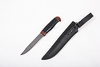 Нож Финка  наборная кожа, нержавеющий дамаск, текстолит : фото 2