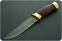 Нож Н8-Спецназ с гравировкой орла мореный орех, черный дамаск, латунь покрытая золотом : фото 2
