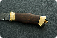 Нож Н8-Спецназ с гравировкой орла мореный орех, черный дамаск, латунь покрытая золотом : фото 6