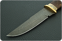 Нож Н8-Спецназ с гравировкой орла резьба стабилизированная карельская береза, нержавеющий дамаск, резьба, золочение : фото 3