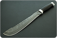 Нож Н89 Пиранья граб (черное дерево), черный дамаск, алюминий : фото 2