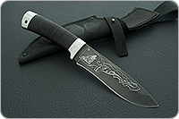 Нож Н6 Александр II наборная кожа, черный дамаск, алюминий : фото 9