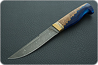 Нож НР2 Полярник нержавеющий дамаск, латунь покрытая золотом, золочение клинка : фото 2