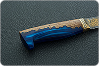 Нож НР2 Полярник нержавеющий дамаск, латунь покрытая золотом, золочение клинка : фото 5