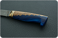 Нож НР2 Полярник нержавеющий дамаск, латунь покрытая золотом, золочение клинка : фото 6