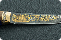 Нож НР2 Полярник нержавеющий дамаск, латунь покрытая золотом, золочение клинка : фото 8