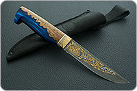 Нож НР2 Полярник нержавеющий дамаск, латунь покрытая золотом, золочение клинка : фото 10