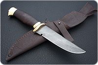 Нож Н8-Спецназ мореный орех, нержавеющий дамаск, латунь покрытая золотом : фото 7