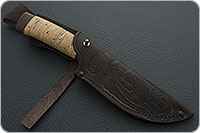 Нож Н6 Александр II береста, черный дамаск, текстолит : фото 9