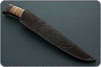 Нож Н1Т Мичман береста, черный дамаск, текстолит : фото 10