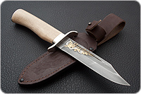 Нож Н19 Пограничник орех, черный дамаск, никель : фото 7