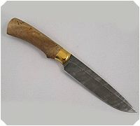 Нож НР3 Гумбольт береста, черный дамаск, латунь покрытая золотом : фото 2