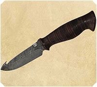 Нож НР21 Рыболов наборная кожа, черный дамаск, текстолит : фото 2