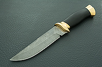 Нож Н8-Спецназ граб (черное дерево), нержавеющий дамаск, латунь покрытая золотом : фото 2