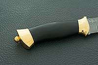 Нож Н8-Спецназ граб (черное дерево), нержавеющий дамаск, латунь покрытая золотом : фото 5