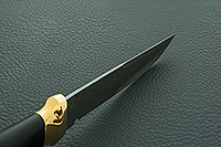 Нож Н8-Спецназ граб (черное дерево), нержавеющий дамаск, латунь покрытая золотом : фото 9