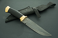 Нож Н8-Спецназ граб (черное дерево), нержавеющий дамаск, латунь покрытая золотом : фото 10