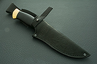 Нож Н8-Спецназ граб (черное дерево), нержавеющий дамаск, латунь покрытая золотом : фото 11