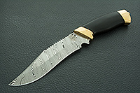 Нож Н73 Каспий граб (черное дерево), контрастный дамаск, латунь покрытая золотом : фото 2