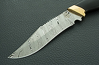 Нож Н73 Каспий граб (черное дерево), контрастный дамаск, латунь покрытая золотом : фото 3