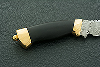 Нож Н73 Каспий граб (черное дерево), контрастный дамаск, латунь покрытая золотом : фото 5