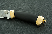 Нож Н73 Каспий граб (черное дерево), контрастный дамаск, латунь покрытая золотом : фото 6