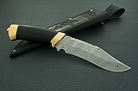 Нож Н73 Каспий граб (черное дерево), контрастный дамаск, латунь покрытая золотом : фото 10