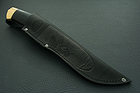 Нож Н73 Каспий граб (черное дерево), контрастный дамаск, латунь покрытая золотом : фото 11