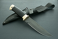 Нож Н8-Спецназ граб (черное дерево), черный дамаск, латунь  : фото 11