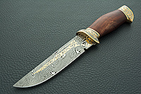 Нож Н8-Спецназ береза, контрастный дамаск, латунь покрытая золотом и никелем : фото 2