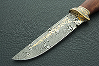 Нож Н8-Спецназ береза, контрастный дамаск, латунь покрытая золотом и никелем : фото 3