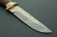 Нож Н8-Спецназ береза, контрастный дамаск, латунь покрытая золотом и никелем : фото 4