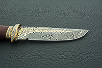 Нож Н8-Спецназ береза, контрастный дамаск, латунь покрытая золотом и никелем : фото 9