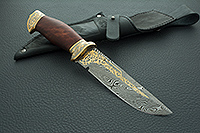 Нож Н8-Спецназ береза, контрастный дамаск, латунь покрытая золотом и никелем : фото 11