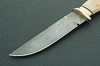 Нож Н8-Спецназ карельская береза, нержавеющий дамаск, латунь покрытая золотом : фото 3