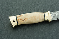 Нож Н8-Спецназ карельская береза, нержавеющий дамаск, латунь покрытая золотом : фото 5