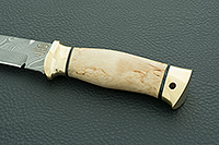 Нож Н8-Спецназ карельская береза, нержавеющий дамаск, латунь покрытая золотом : фото 6